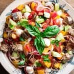 Panzanella in a serving bowl.
