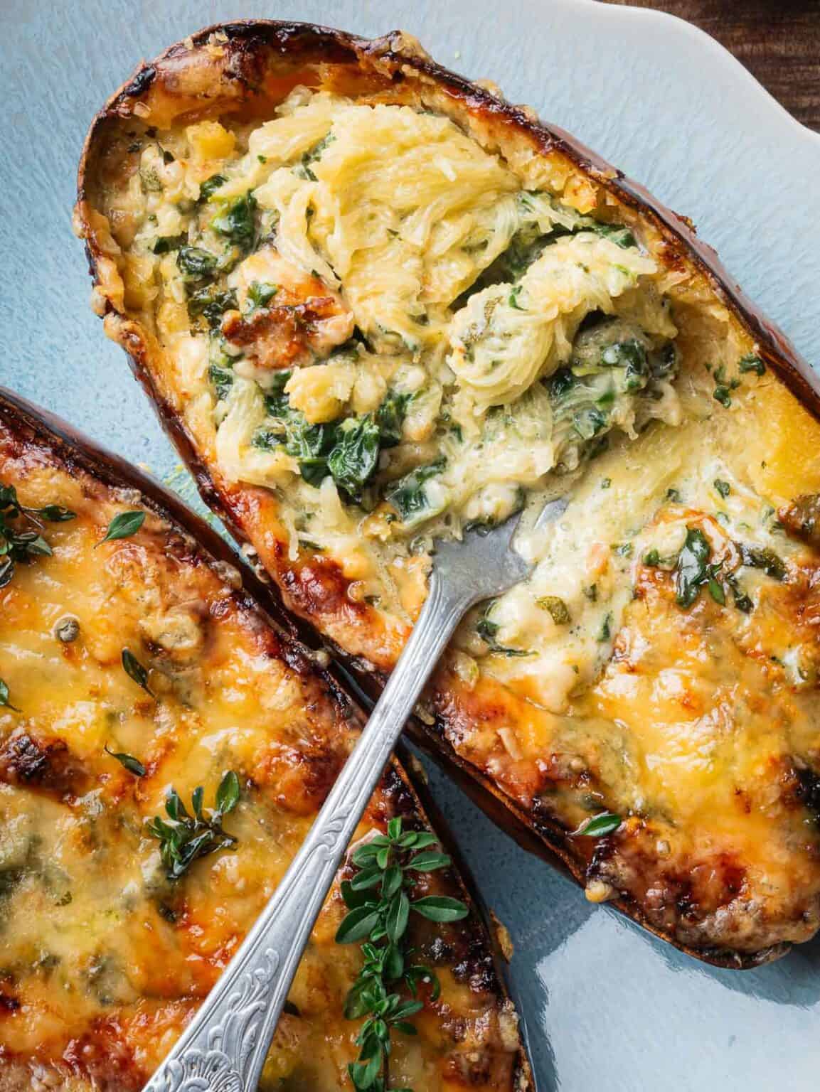 Vegetarian Spaghetti Squash With Spinach And Comté Cheese | Nim Pairings