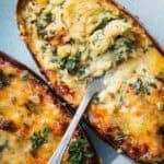 stings of a spaghetti squash mixed with creamy Comté cheese and spinach filling.