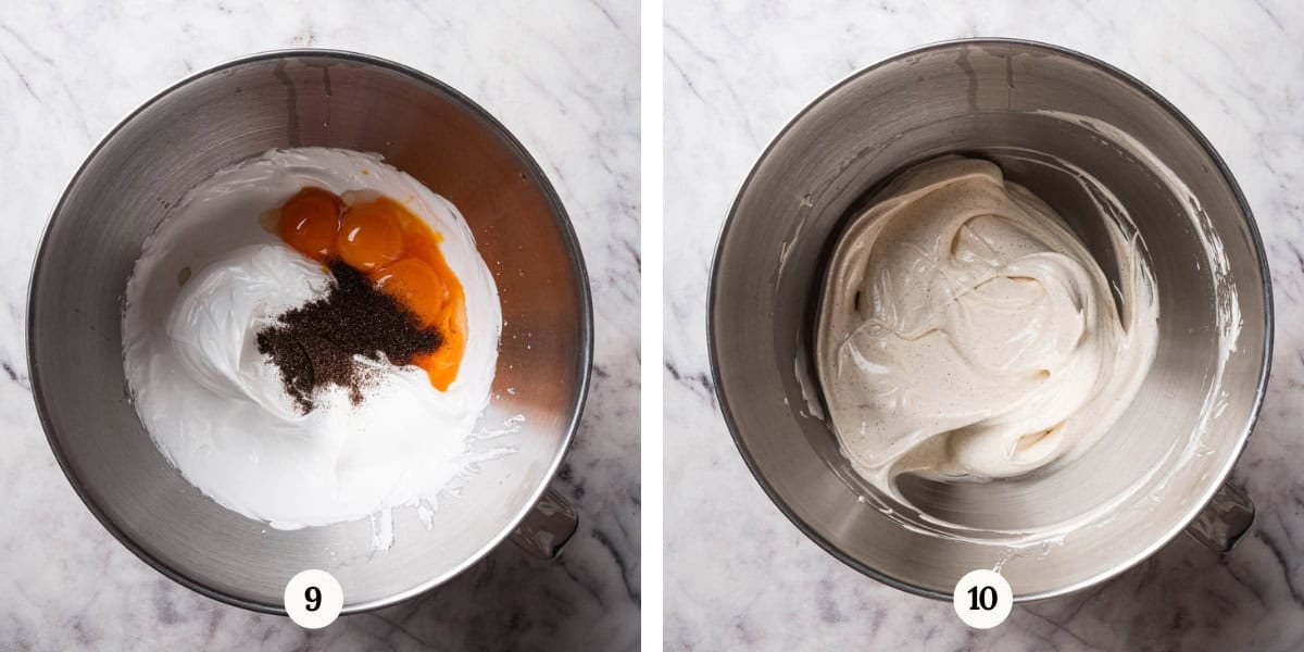 process of making vanilla génoise batter.