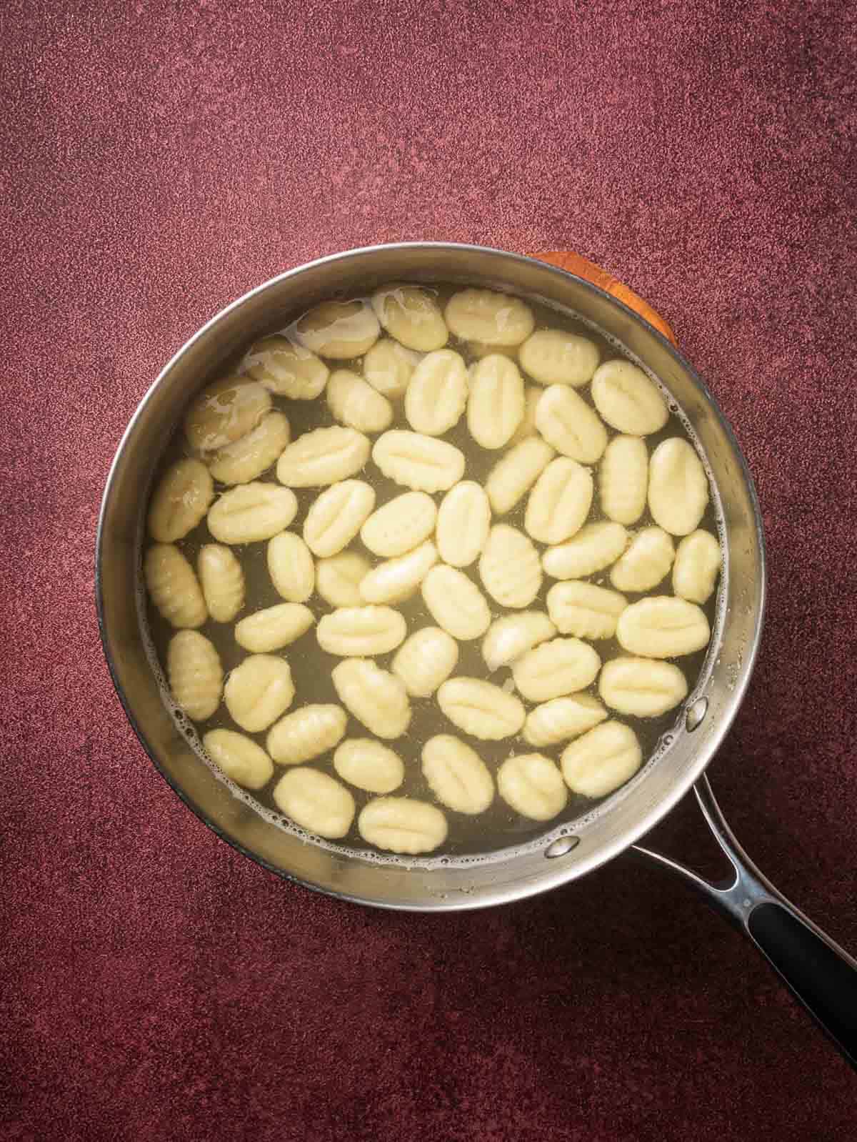 gnocchi in boiling water.