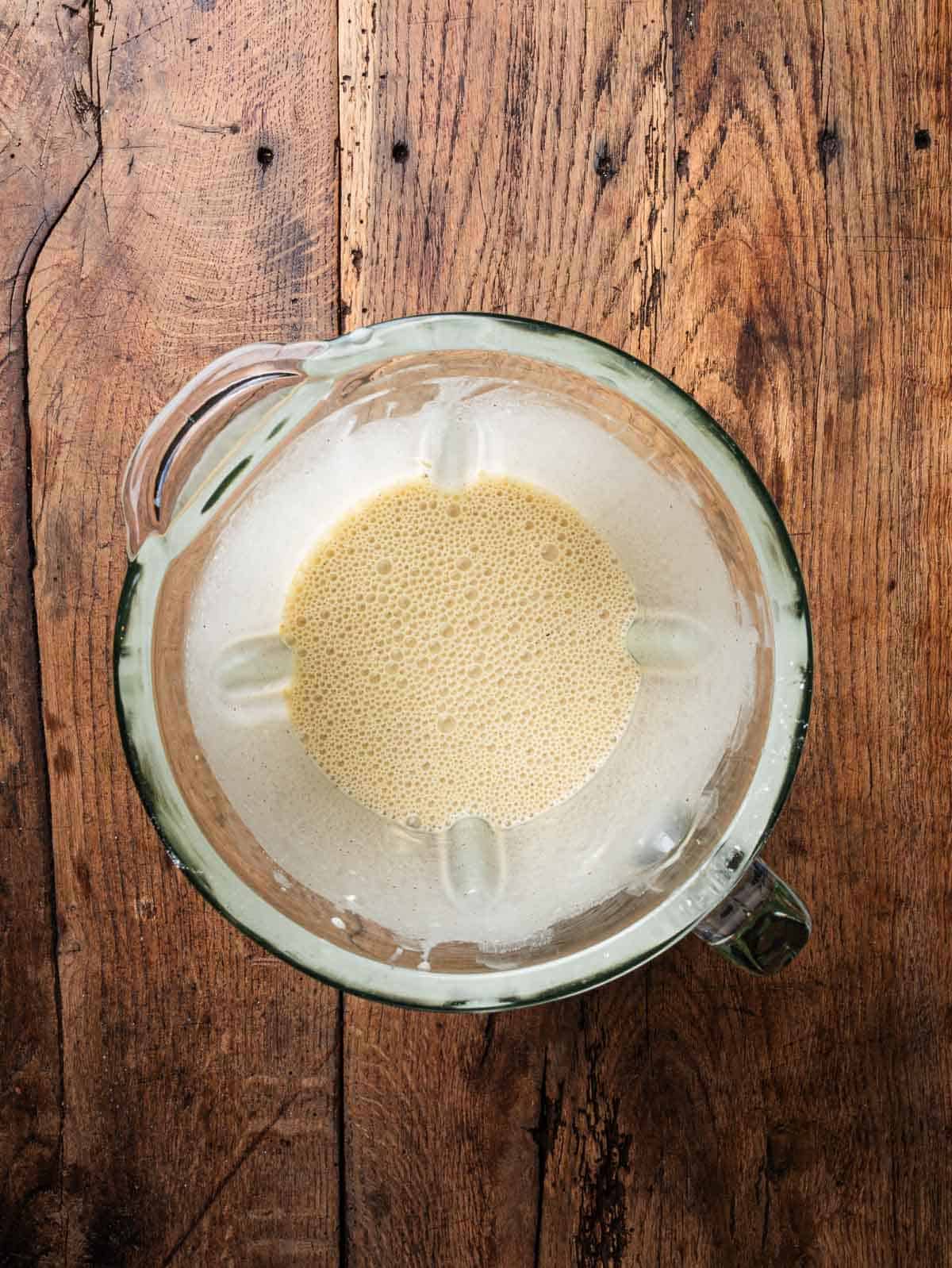 Clafoutis batter in a blender.